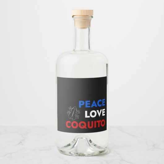 Peace Love Coquito Bottle Label 3.5"x4" リキュールボトルラベル (正面)