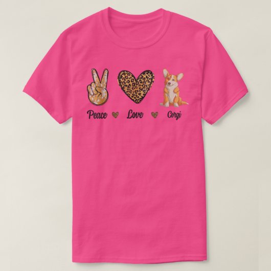 Peace Love Corgi Animal Lover Pet Dog Puppy Owner Tシャツ (デザイン正面)