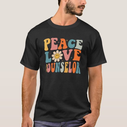 Peace Love Counselor School Back To School Teacher Tシャツ (正面)