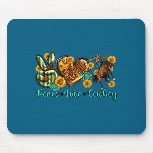 Peace Love Cowboy Western Rodeo Rodeo Life Western マウスパッド (正面)