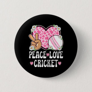 Peace Love Cricket Lover Cow Print Women Girls Cut 缶バッジ