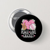 Peace Love Cricket Lover Cow Print Women Girls Cut 缶バッジ (正面&裏面)