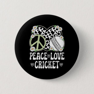 Peace Love Cricket Lover Cow Print Women Girls Cut 缶バッジ