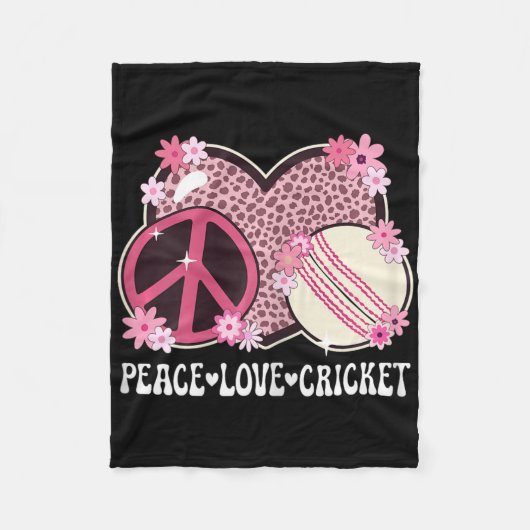Peace Love Cricket Lover Outfit Cheetah Print Wome フリースブランケット (正面)