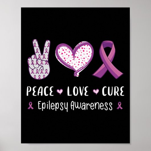 Peace Love cureてんかん認識度男性女性子供 ポスター (正面)