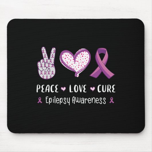 Peace Love cureてんかん認識度男性女性子供 マウスパッド (正面)