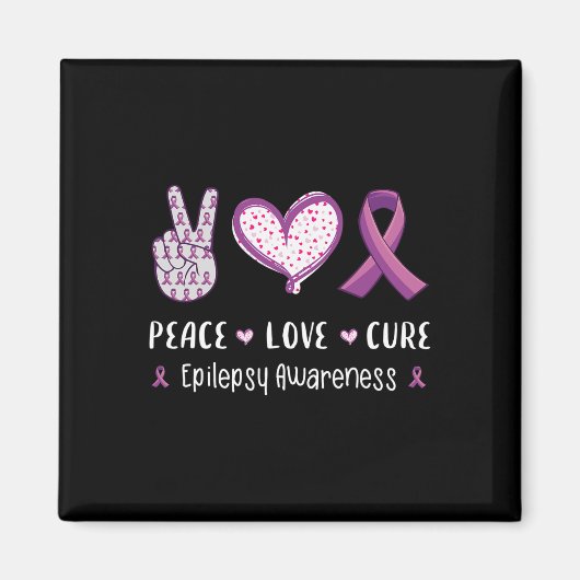 Peace Love cureてんかん認識度男性女性子供 マグネット (正面)