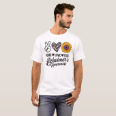 PEACE LOVE CUREアルツハイマー病認識度 Tシャツ (正面フル)