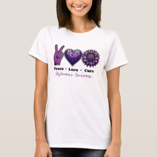 PEACE LOVE CURE Alzheimer's Awareness Tシャツ