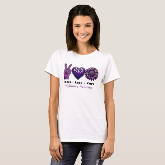 PEACE LOVE CURE Alzheimer's Awareness Tシャツ (正面フル)