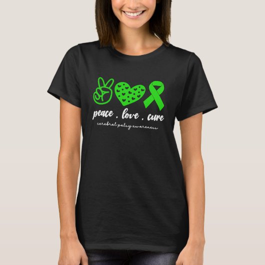 Peace Love Cure Cerebral Palsy For Women Kids Cp A Tシャツ (正面)