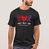 Peace Love Cure CHD Congenital Heart Defect Awaren Tシャツ (正面)