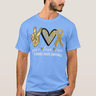Peace Love Cure Childhood Cancer Awareness Gold Ri Tシャツ