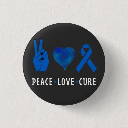 Peace Love Cure, Colon Cancer認識度TシャツT 缶バッジ (正面)