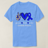 Peace Love Cure Diverticulitis Blue Ribbon Awarene Tシャツ (デザイン正面)