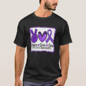 Peace Love Cure Epilepsy Awareness Warrior Survior Tシャツ (正面)