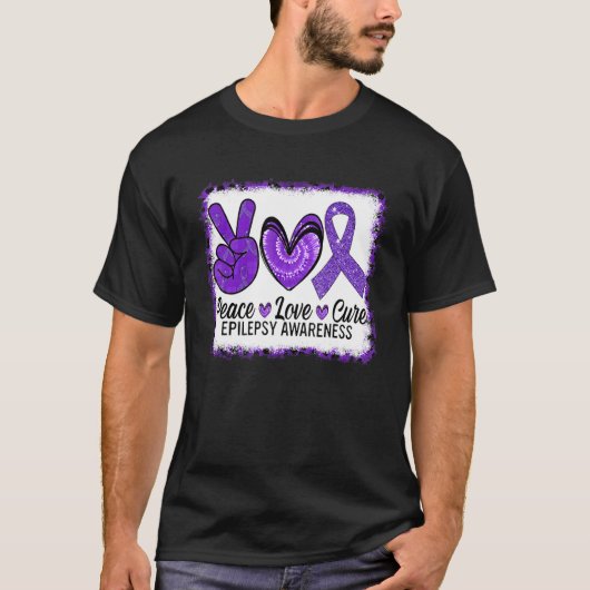 Peace Love Cure Epilepsy Awareness Warrior Survior Tシャツ (正面)