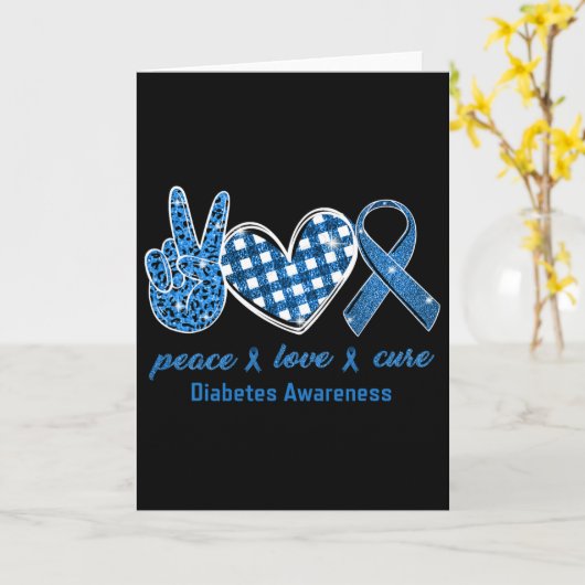 Peace Love Cure Leopard Diabetes Awareness Survivo カード (黄色い花)