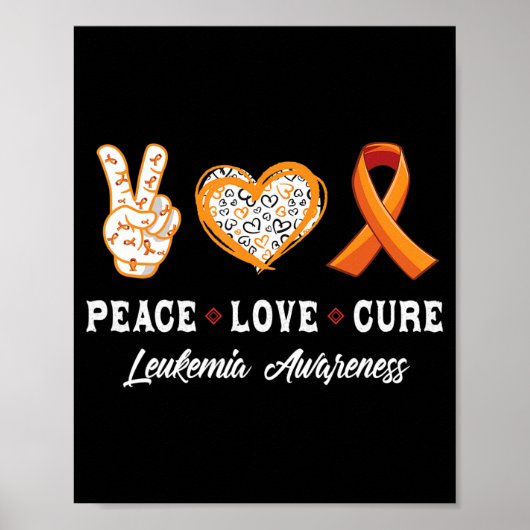 Peace Love Cure Leukemia認識度男性女性子供 ポスター (正面)