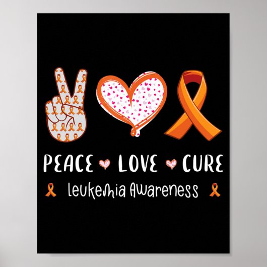 Peace Love cure leukemia認識度男性女性子供 ポスター (正面)