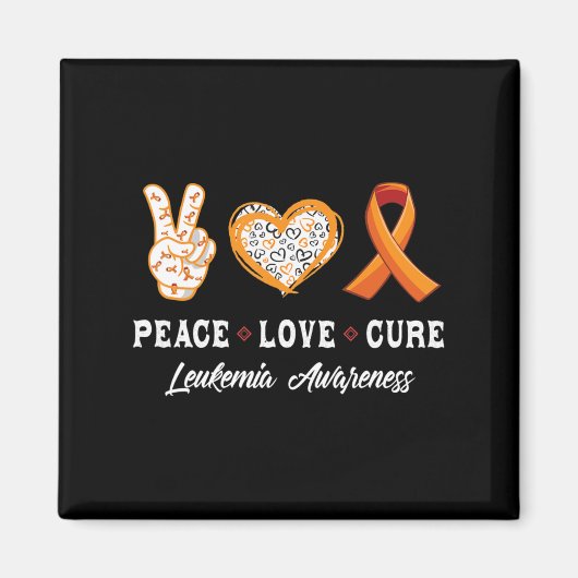 Peace Love Cure Leukemia認識度男性女性子供 マグネット (正面)