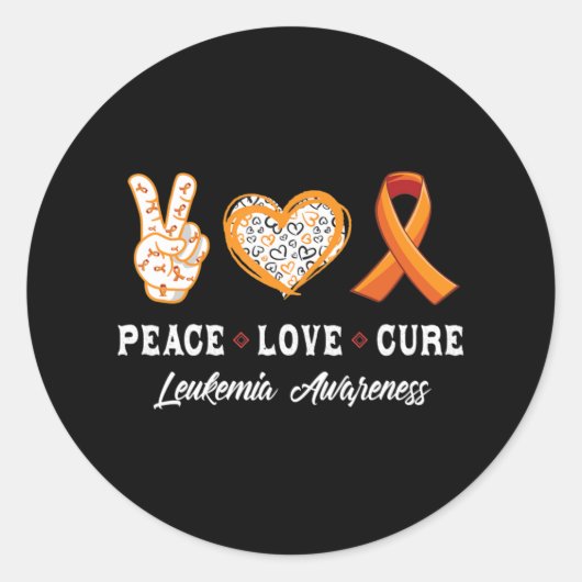 Peace Love Cure Leukemia認識度男性女性子供 ラウンドシール (正面)