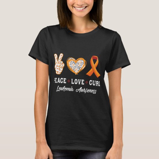 Peace Love Cure Leukemia認識度男性女性子供 Tシャツ (正面)
