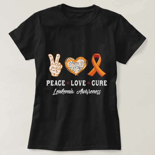 Peace Love Cure Leukemia認識度男性女性子供 Tシャツ (デザイン正面)