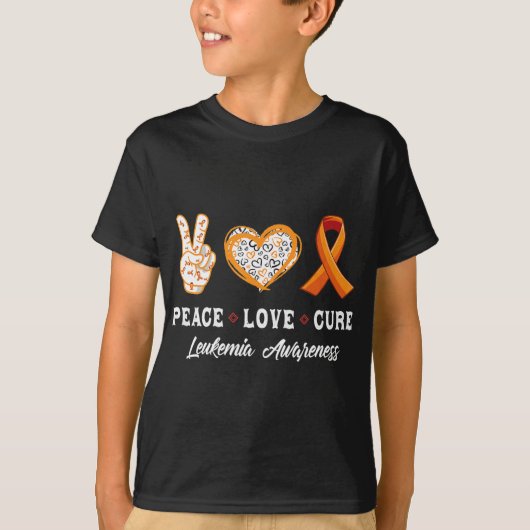 Peace Love Cure Leukemia認識度男性女性子供 Tシャツ (正面)