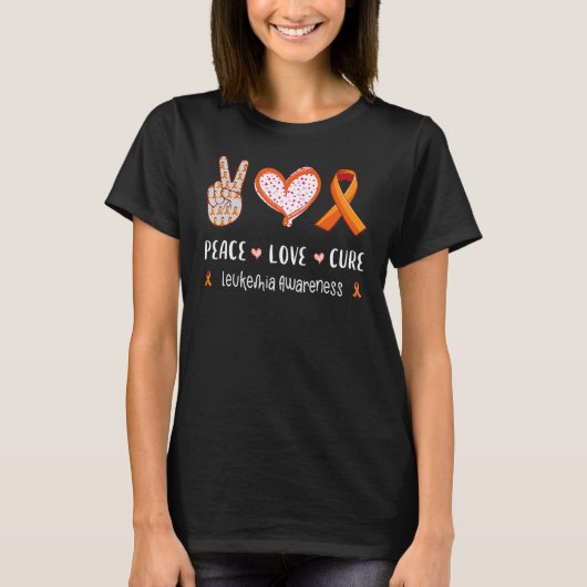 Peace Love Cure Leukemia認識度男性女性子供 Tシャツ (正面)