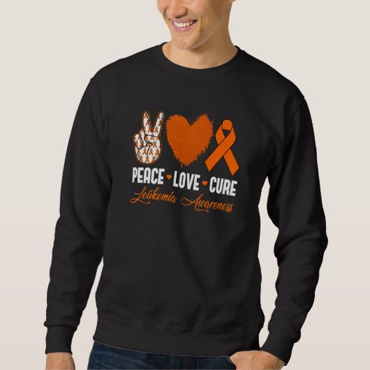Peace Love Cure Leukemia Awareness Month Warrior W スウェットシャツ (正面)