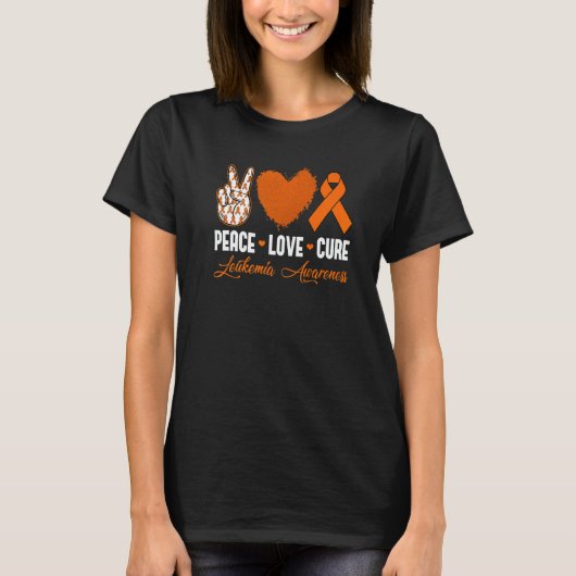 Peace Love Cure Leukemia Awareness Month Warrior W Tシャツ (正面)
