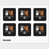 Peace Love Cure MS Awareness | Orange Ribbon  スクエアシール (シート)