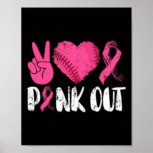 Peace Love Cure Pink Out Breast Cancer Bysebyll By ポスター (正面)