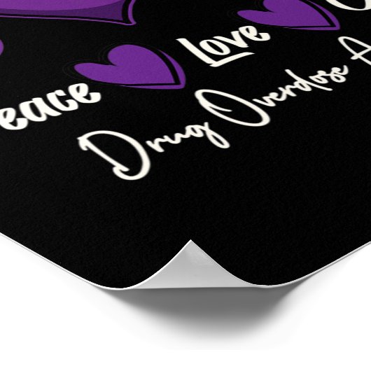 Peace Love Cure Purple Drug Overdose Awareness  ポスター (角)