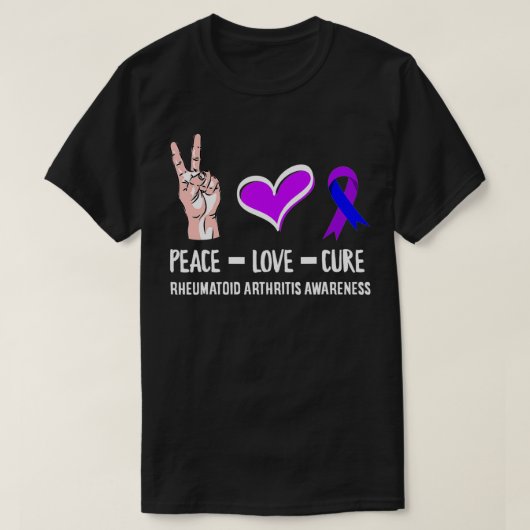Peace Love Cure Rheumatoid Journey & Awa Tシャツ (デザイン正面)