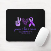 Peace Love Cure Ribbon Leopard Alzheimer Brain Awa マウスパッド (マウス)