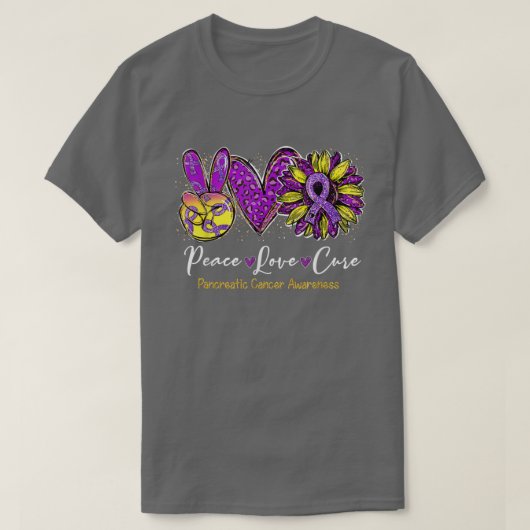 Peace love cure sunflower pancreatic cancer awaren tシャツ (デザイン正面)