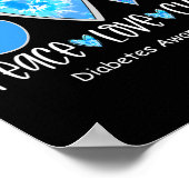 Peace Love Cure T1d Diabetes Awareness Blue Ribbon ポスター (角)