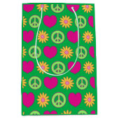 Peace Love Daisies Gift Bag ミディアムペーパーバッグ (正面)