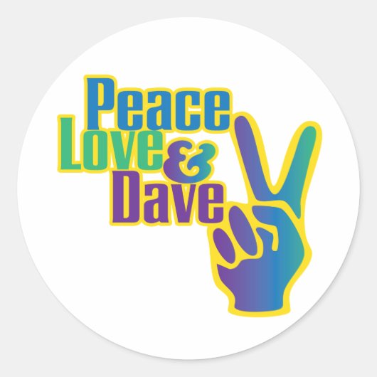 Peace, Love & Daveステッカー ラウンドシール (正面)