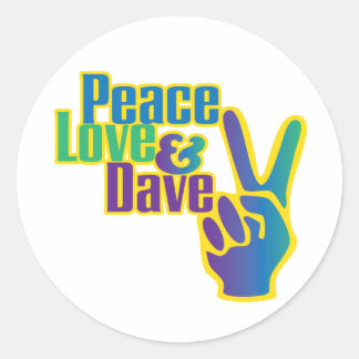 Peace, Love & Daveステッカー ラウンドシール