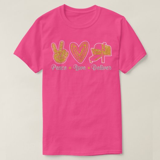 Peace Love Deliver Post Bo Cute Postman Postal Wor Tシャツ (デザイン正面)