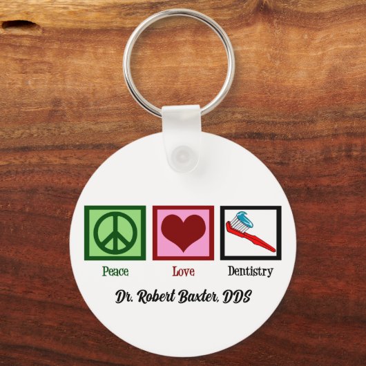 Peace Love Dentistry Cute Dentist キーホルダー (裏面)