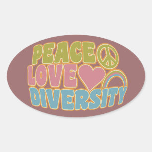 PEACE LOVE DIVERSITYスタンプ 楕円形シール