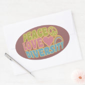 PEACE LOVE DIVERSITYスタンプ 楕円形シール (封筒)