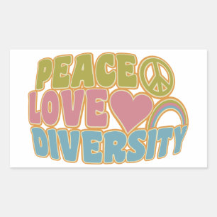 PEACE LOVE DIVERSITYスタンプ 長方形シール