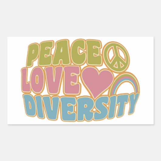 PEACE LOVE DIVERSITYスタンプ 長方形シール (正面)