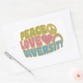 PEACE LOVE DIVERSITYスタンプ 長方形シール (封筒)