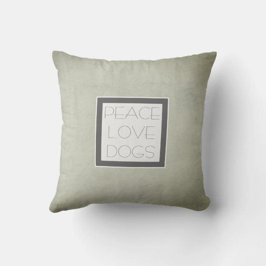 peace love dogs引用文アクセント枕グレーと白 クッション (裏面)